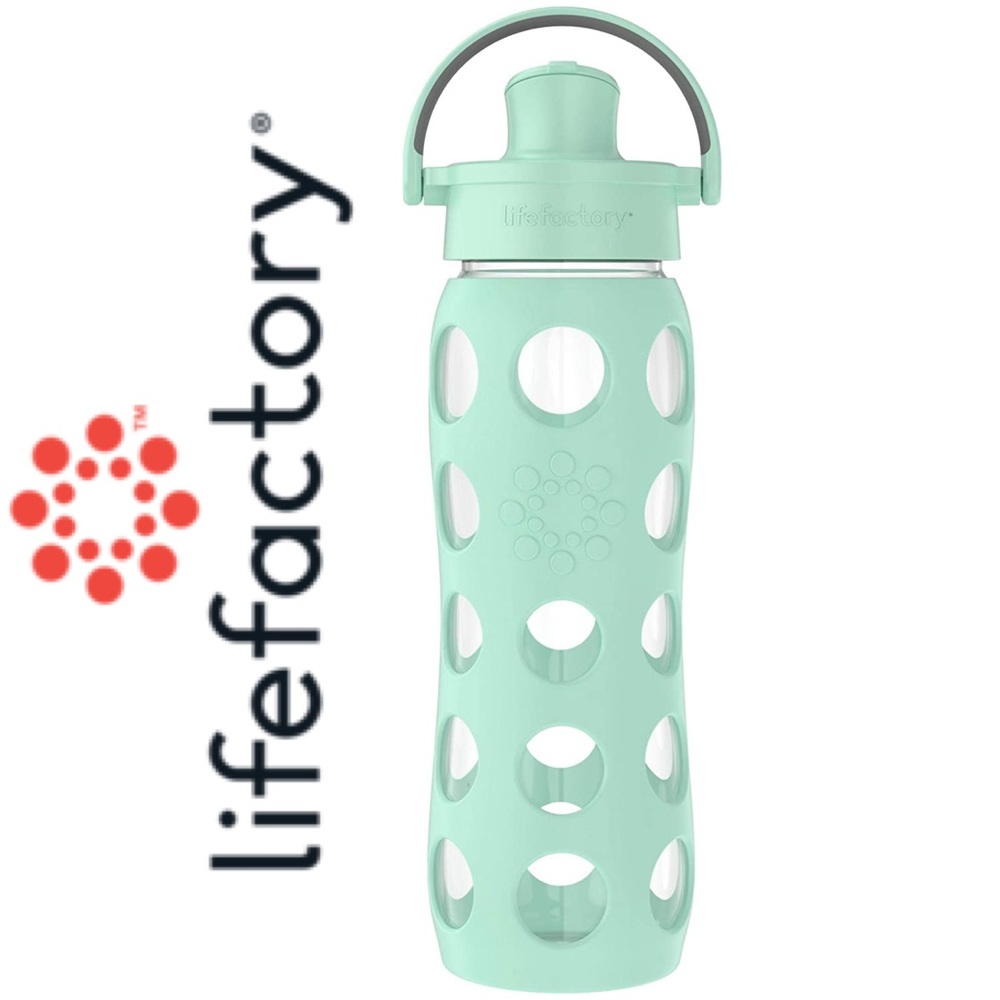 LIFEFACTORY—22oz ACTIVE FLIP CAP GLASS H2O BOTTLE!! BNWT—GREAT GIFT IDEA!!🎁🎁